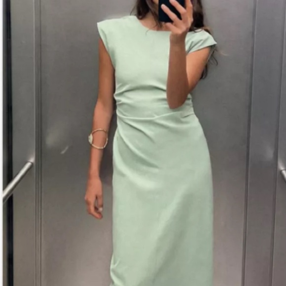 Zara Green Sheath Midi Dress